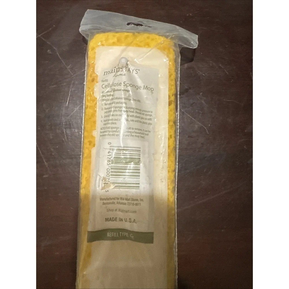 Mainstays Cellulose Sponge Mop Refill Head Type G Yellow